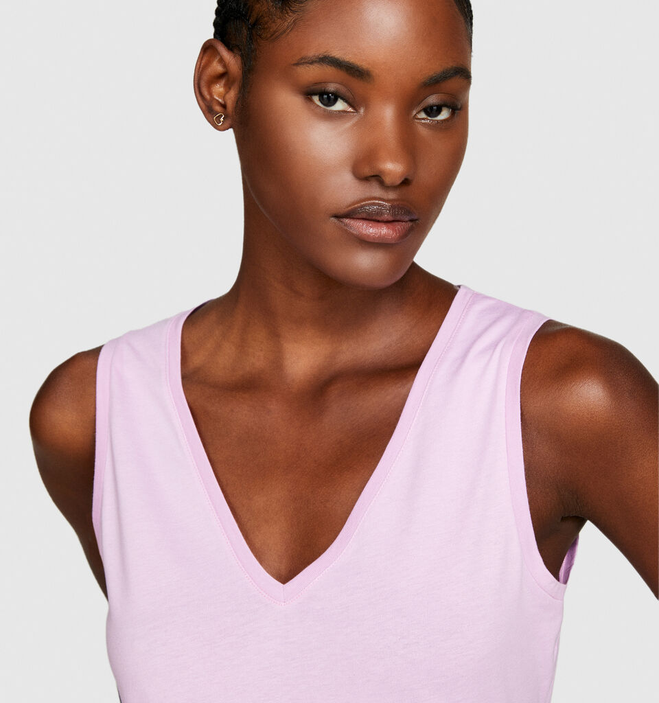 Tank top in 100% cotton - women's tops - Soft Pink | Sisley image number 5